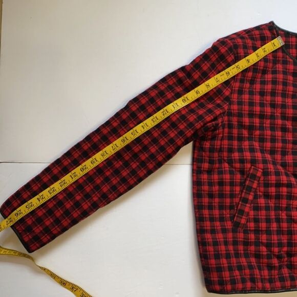 Quilted Plaid Red Black Check Plaid Jacket - Picture 11 of 12